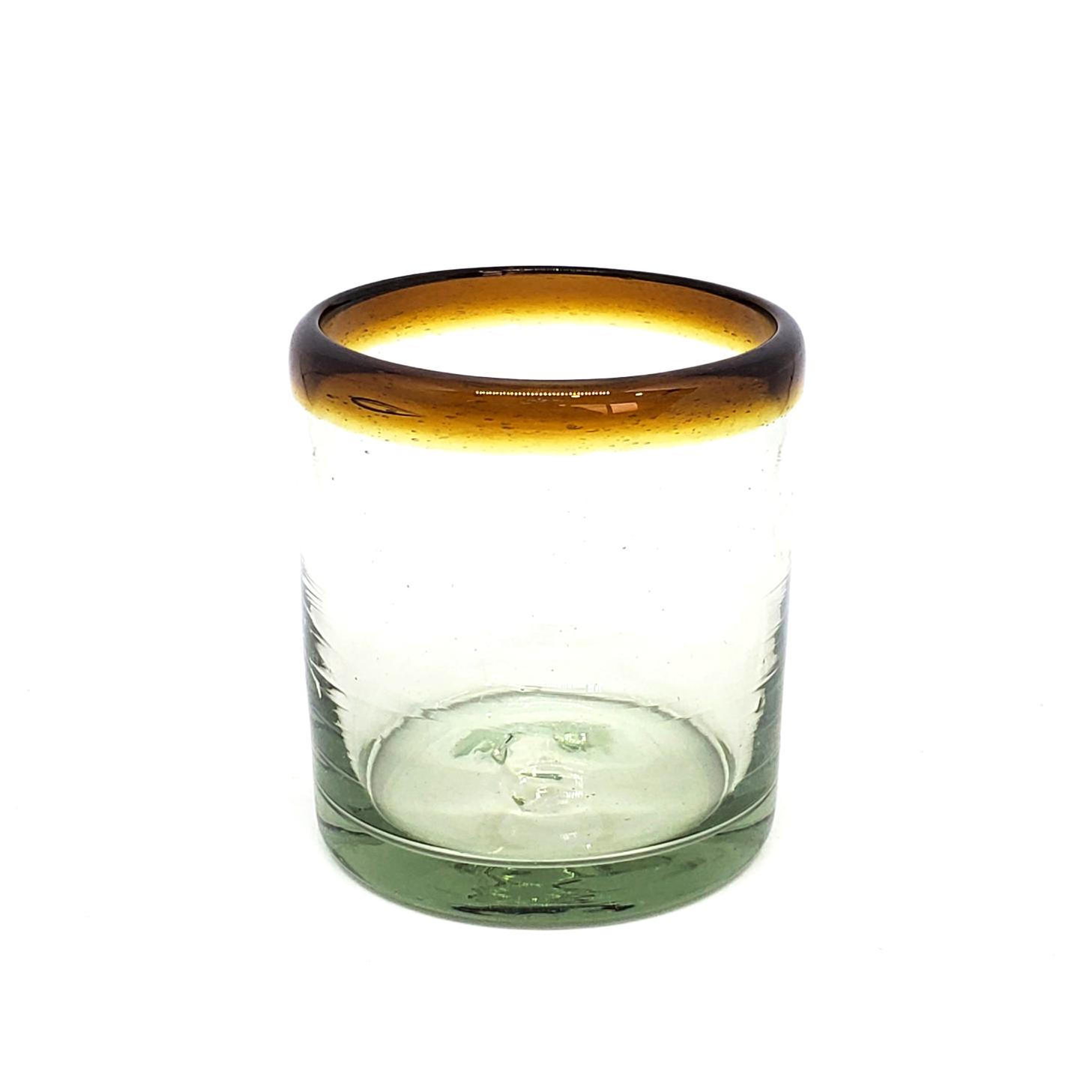 Wholesale Colored Rim Glassware / Amber Rim 8 oz DOF Rock Glasses  / These Double Old Fashioned glasses deliver a classic touch to your favorite drink on the rocks.